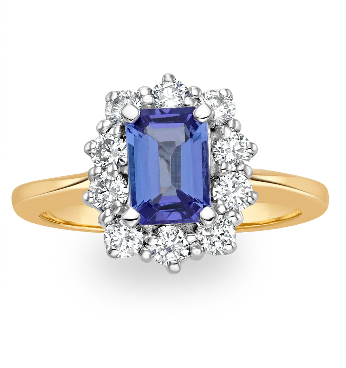 Diamond Tanzanite 7 x 5 mm And Diamond 0.50ct 18K Gold Ring FET24 - V