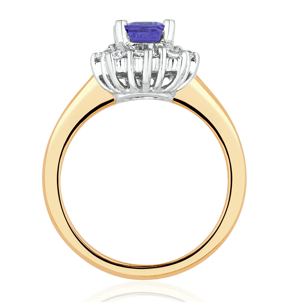 Diamond Tanzanite 7 x 5 mm And Diamond 0.50ct 18K Gold Ring FET24 - V