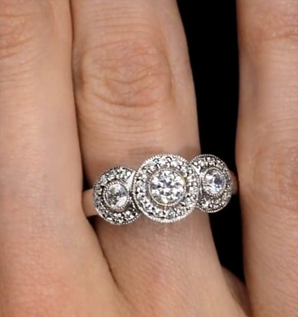WHITE* Celeste Halo Pave Ring 0.92ct of H/Si Lab Diamonds in 9K White Gold