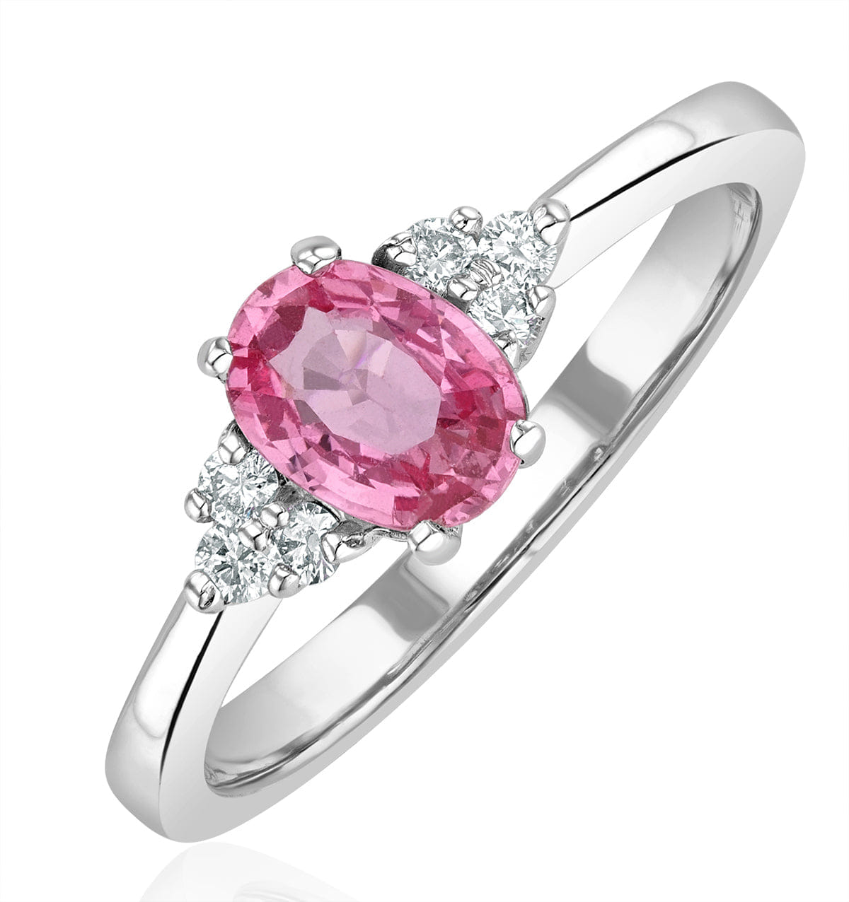 Diamond 18K White Gold 0.85ct Pink Sapphire and 0.12ct Diamond Ring