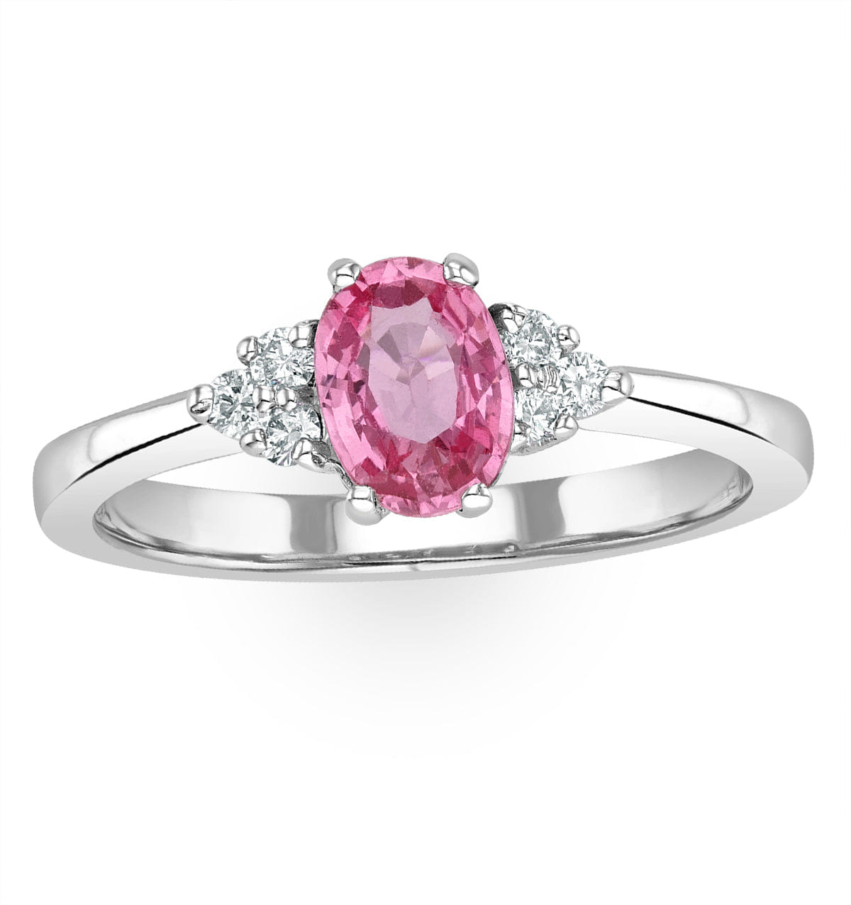 Diamond 18K White Gold 0.85ct Pink Sapphire and 0.12ct Diamond Ring