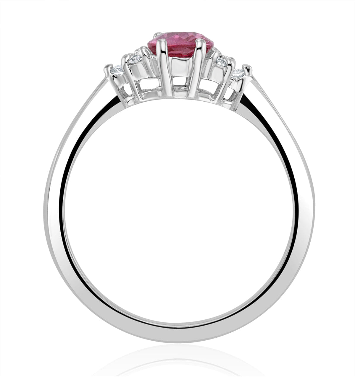 Diamond 18K White Gold 0.85ct Pink Sapphire and 0.12ct Diamond Ring