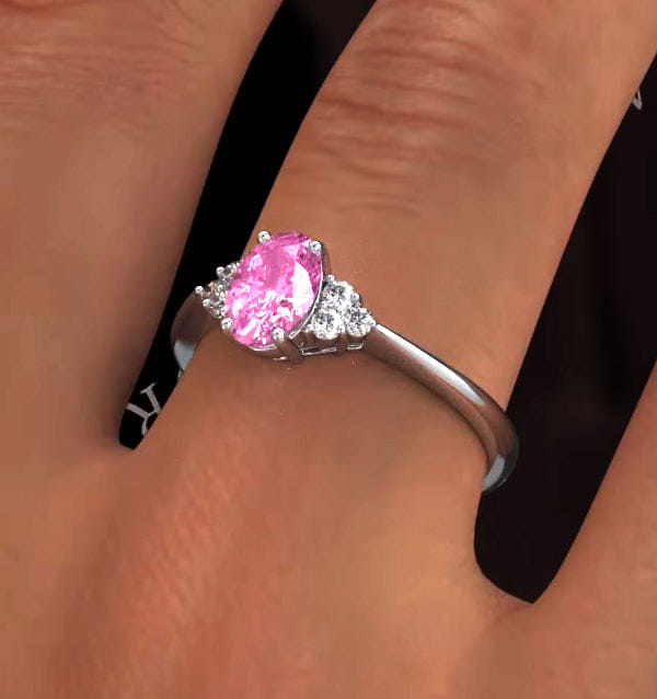 Diamond 18K White Gold 0.85ct Pink Sapphire and 0.12ct Diamond Ring