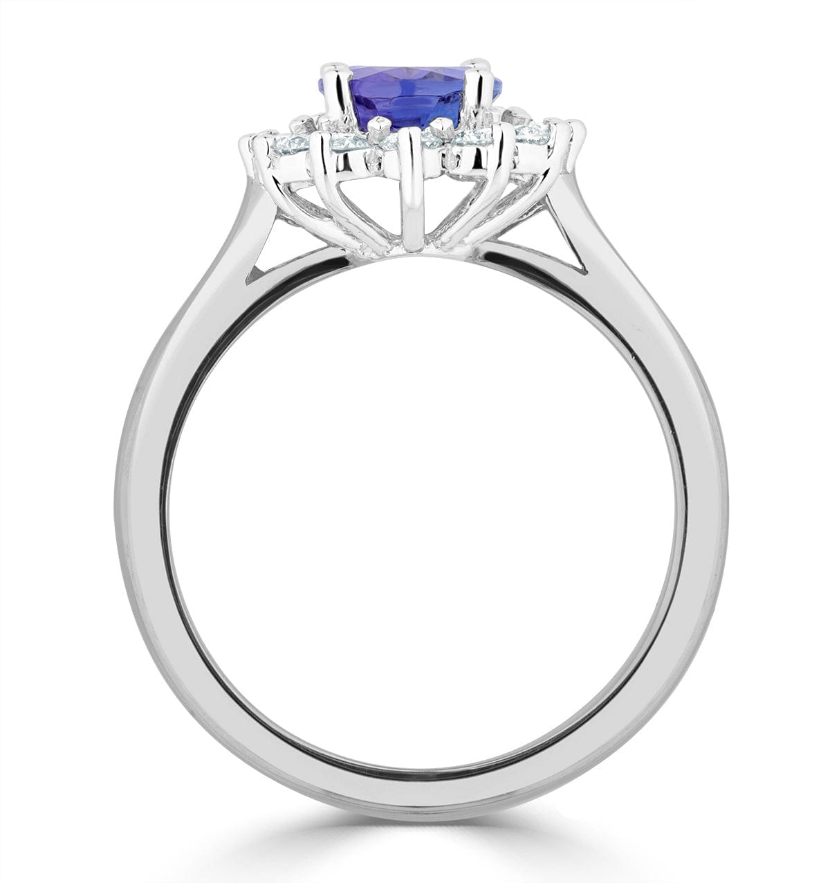 Diamond Tanzanite 8 x 6 mm And 0.50ct Diamond 18K White Gold Ring