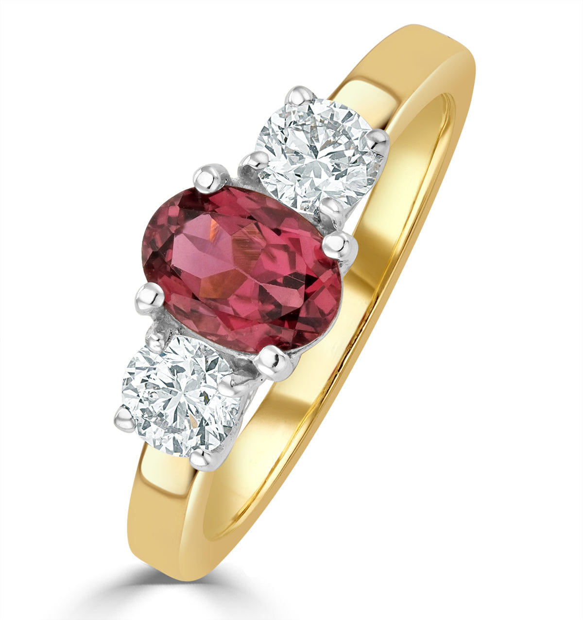 Diamond Pink Tourmaline 0.80CT and Diamond Ring in 18K Gold - FET23