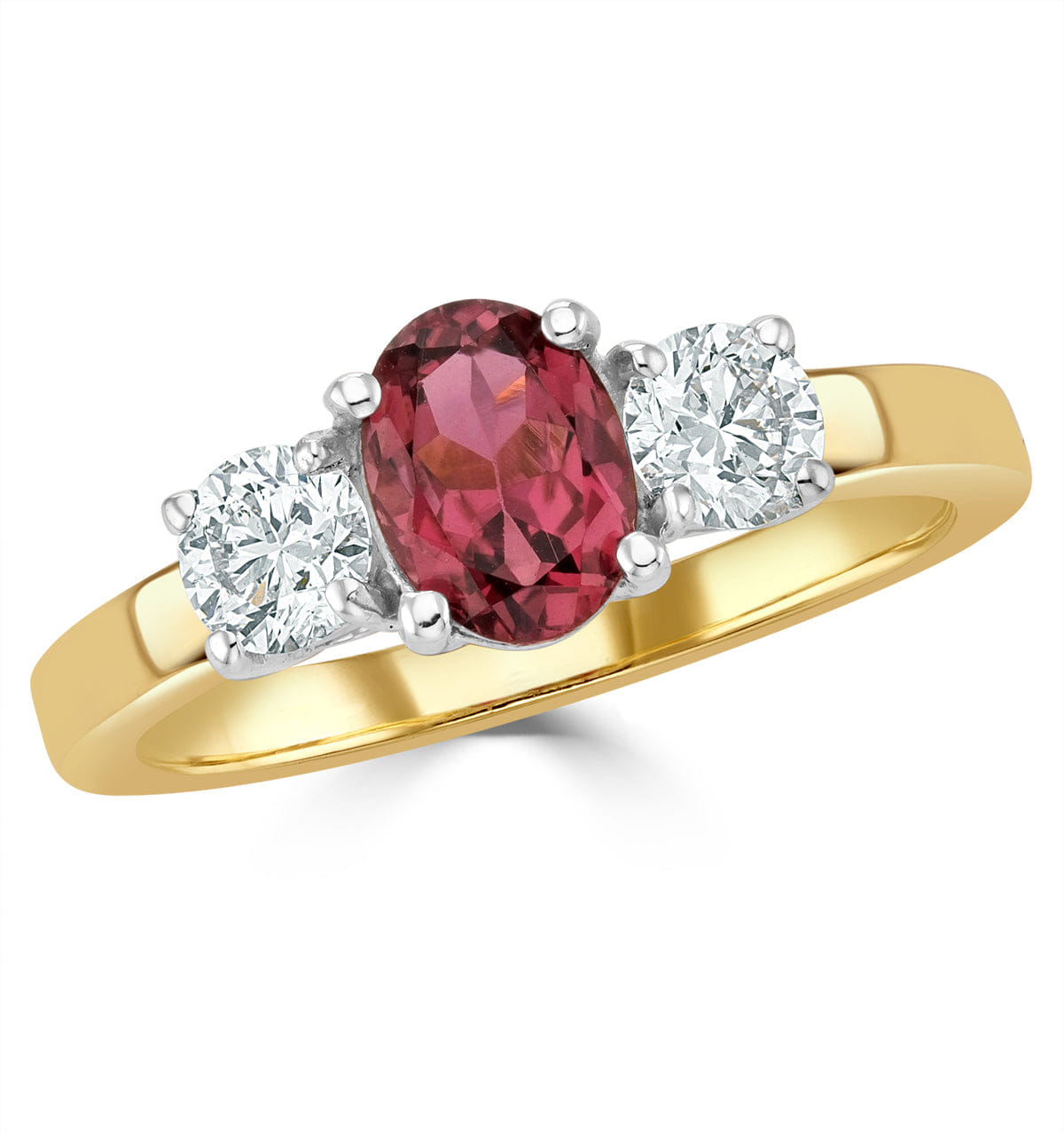 Diamond Pink Tourmaline 0.80CT and Diamond Ring in 18K Gold - FET23
