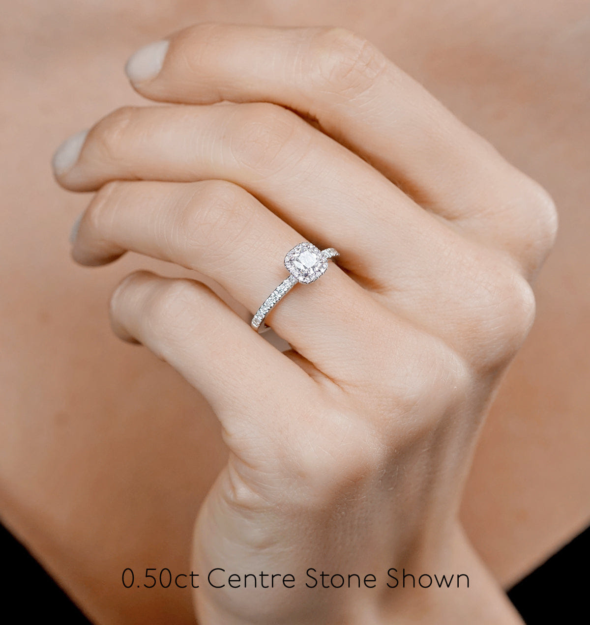 Beatrice Diamond Halo Engagement Ring in Platinum 1ct G/VS1