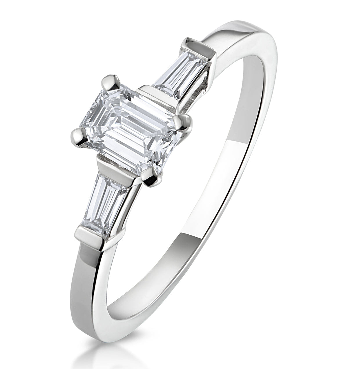 Diamond Genevieve Emerald Cut Diamond Ring in Platinum 0.70ct G/VS2