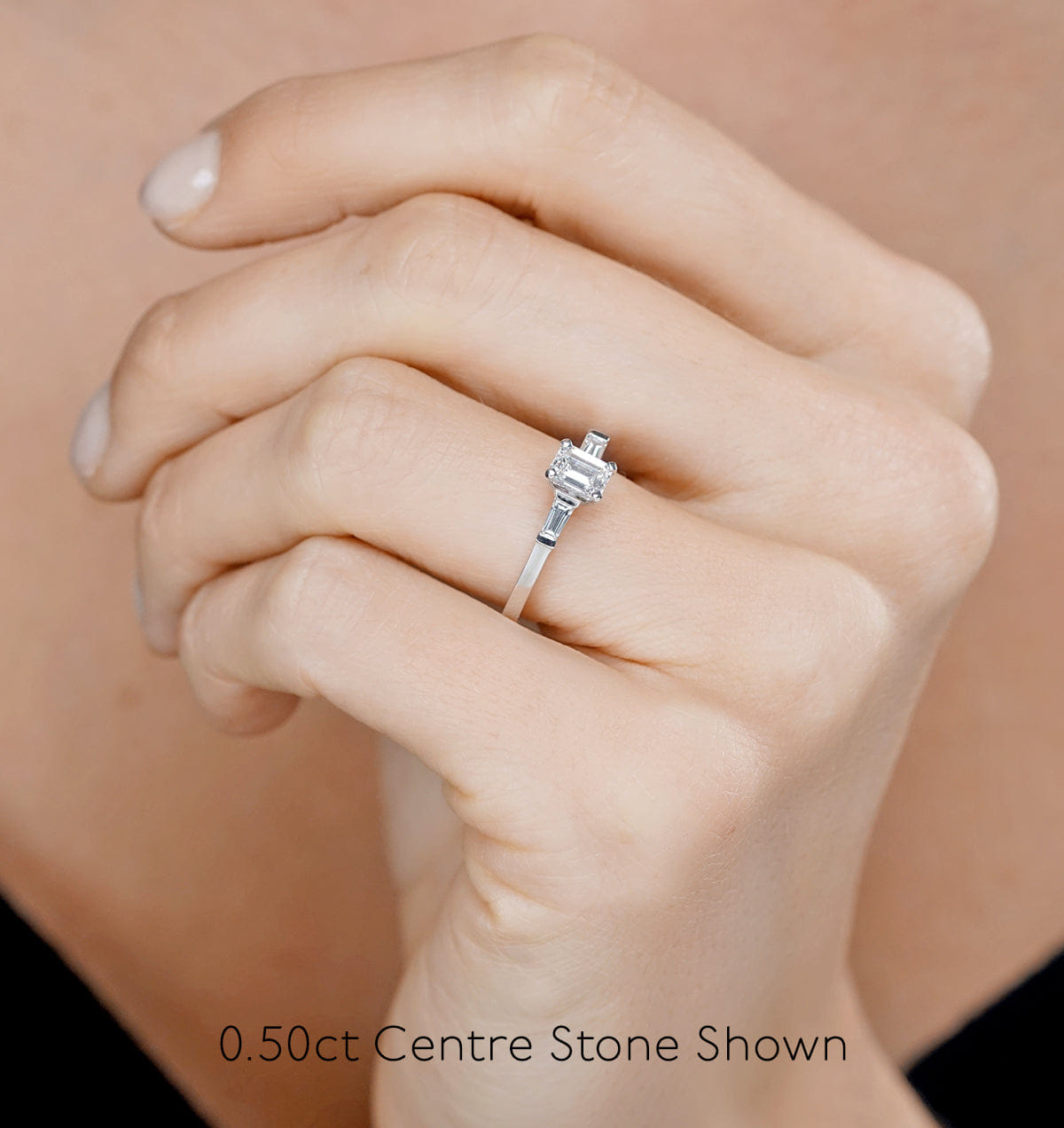 Diamond Genevieve Emerald Cut Diamond Ring in Platinum 0.70ct G/VS2