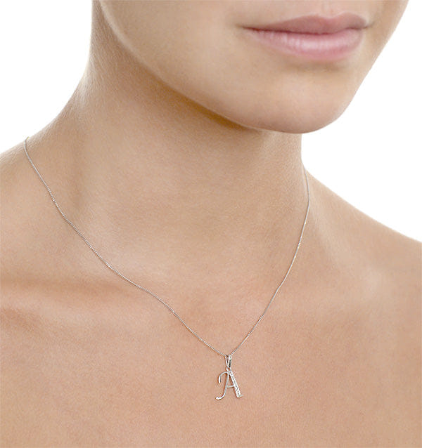 Diamond 925 Silver Lab Diamond Initial A Necklace 0.05ct