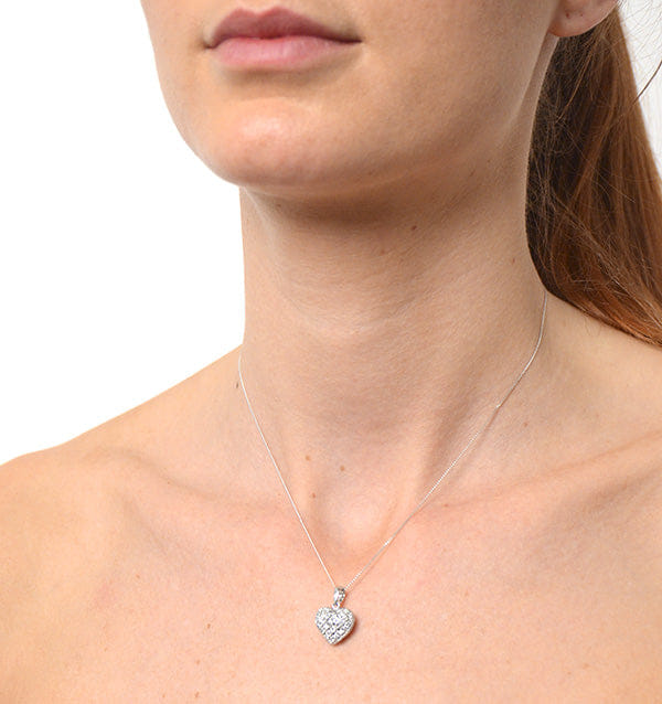 Diamond Heart Necklace Pendant Lab Diamond 0.50ct in 925 Silver