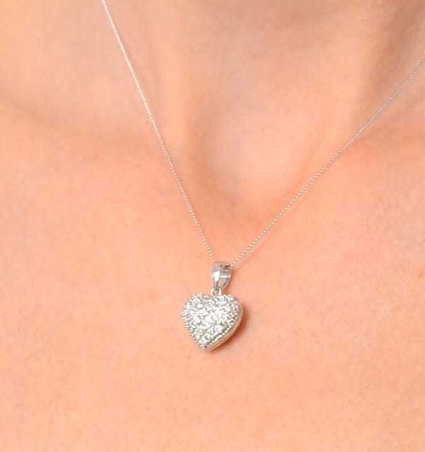 Diamond Heart Necklace Pendant Lab Diamond 0.50ct in 925 Silver