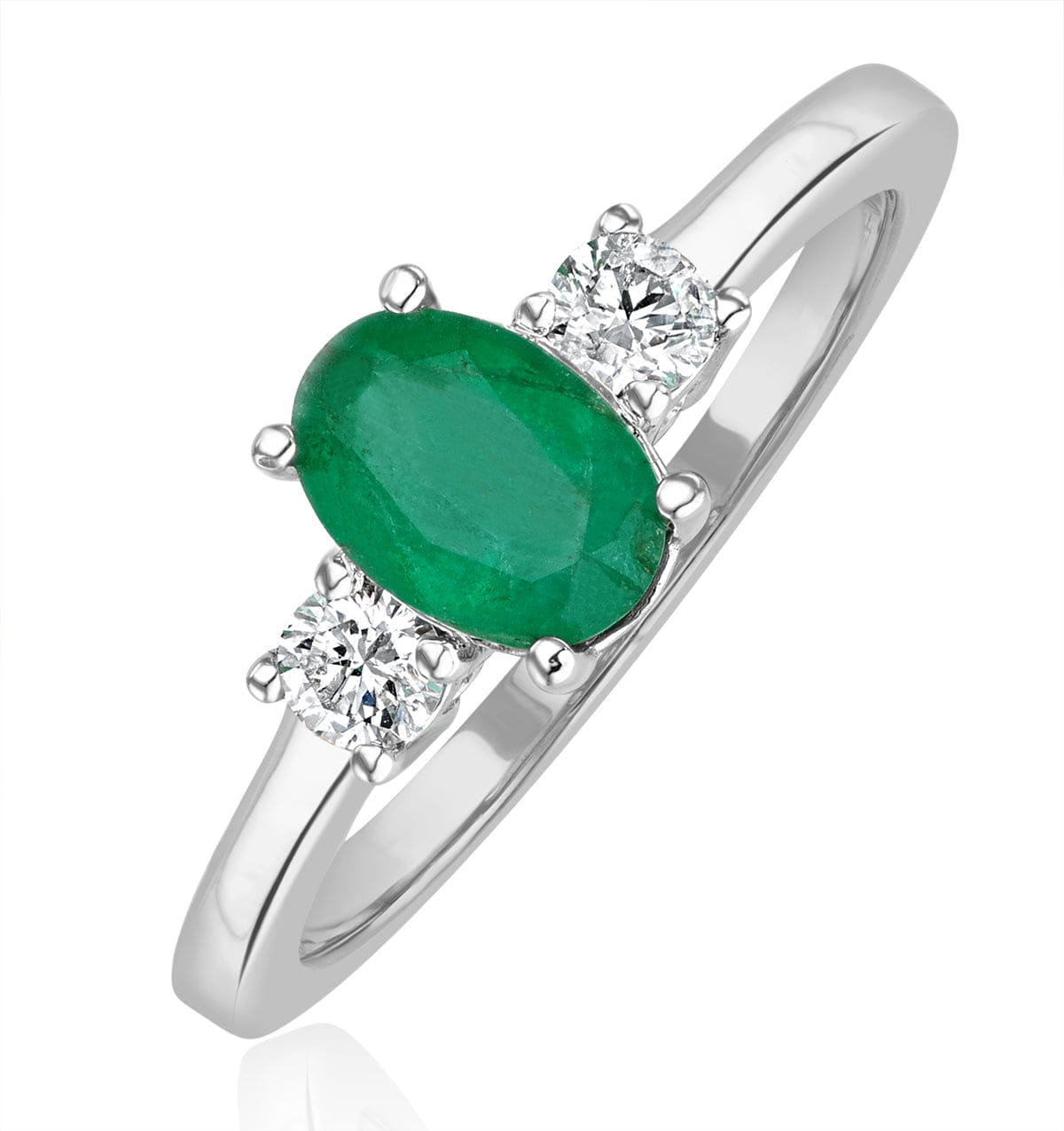 Diamond Emerald 0.75ct And Diamond 18K White Gold Ring N4316Y