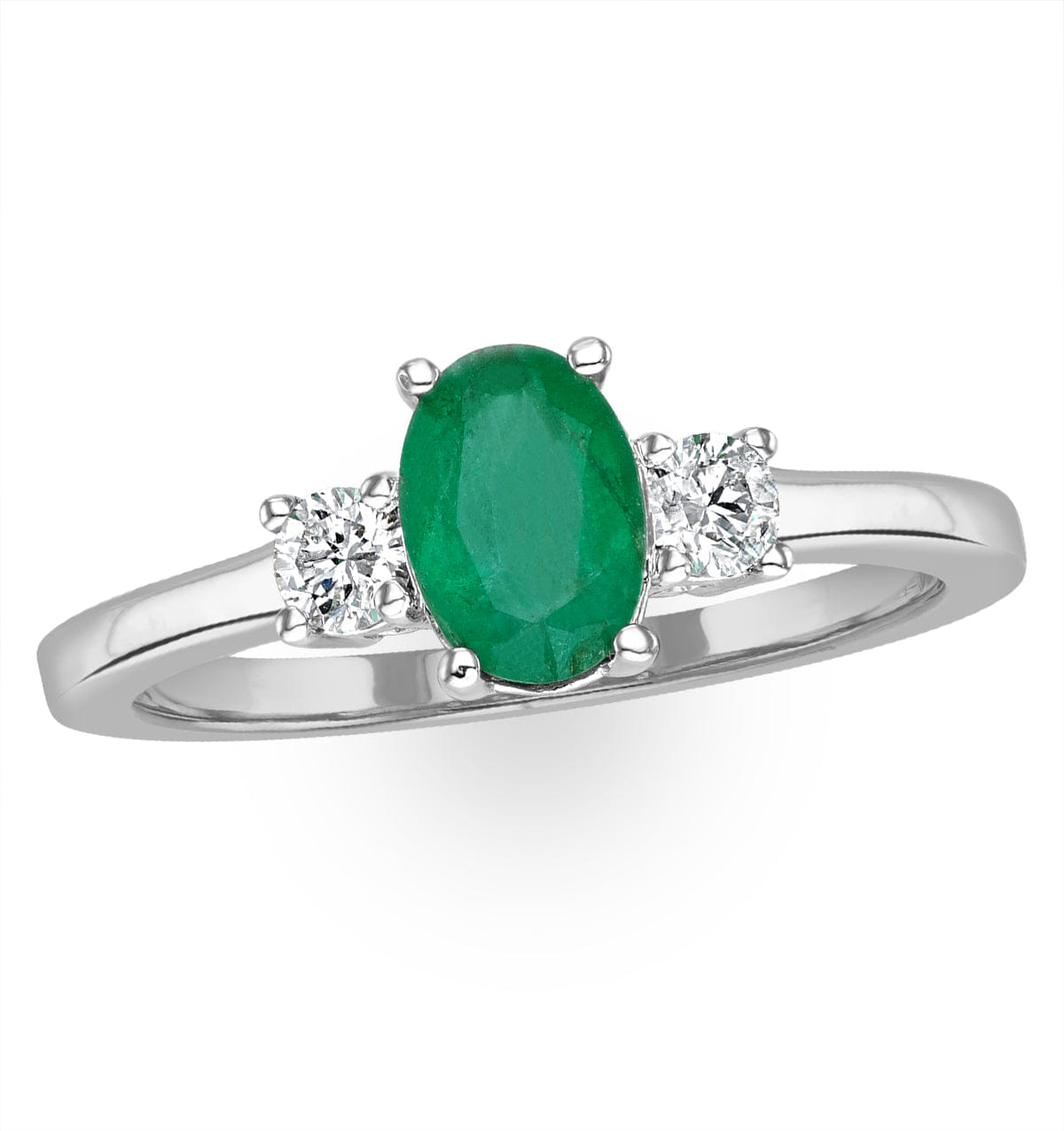 Diamond Emerald 0.75ct And Diamond 18K White Gold Ring N4316Y
