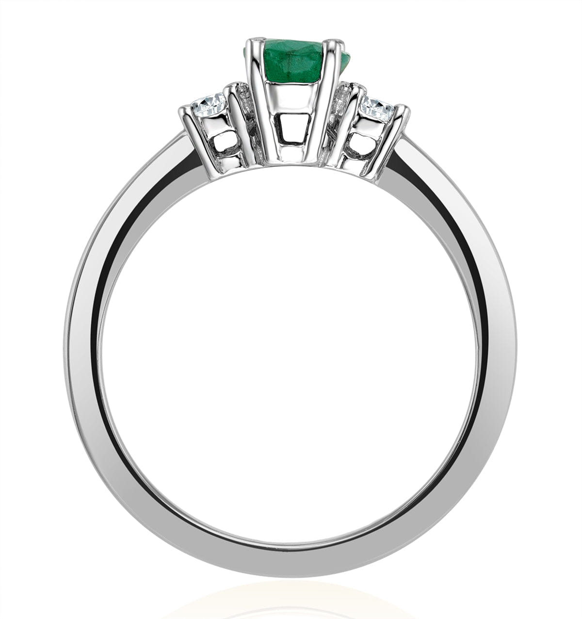 Diamond Emerald 0.75ct And Diamond 18K White Gold Ring N4316Y