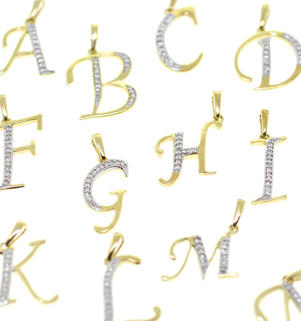 Diamond 9K Gold Diamond Initial K Necklace 0.05ct