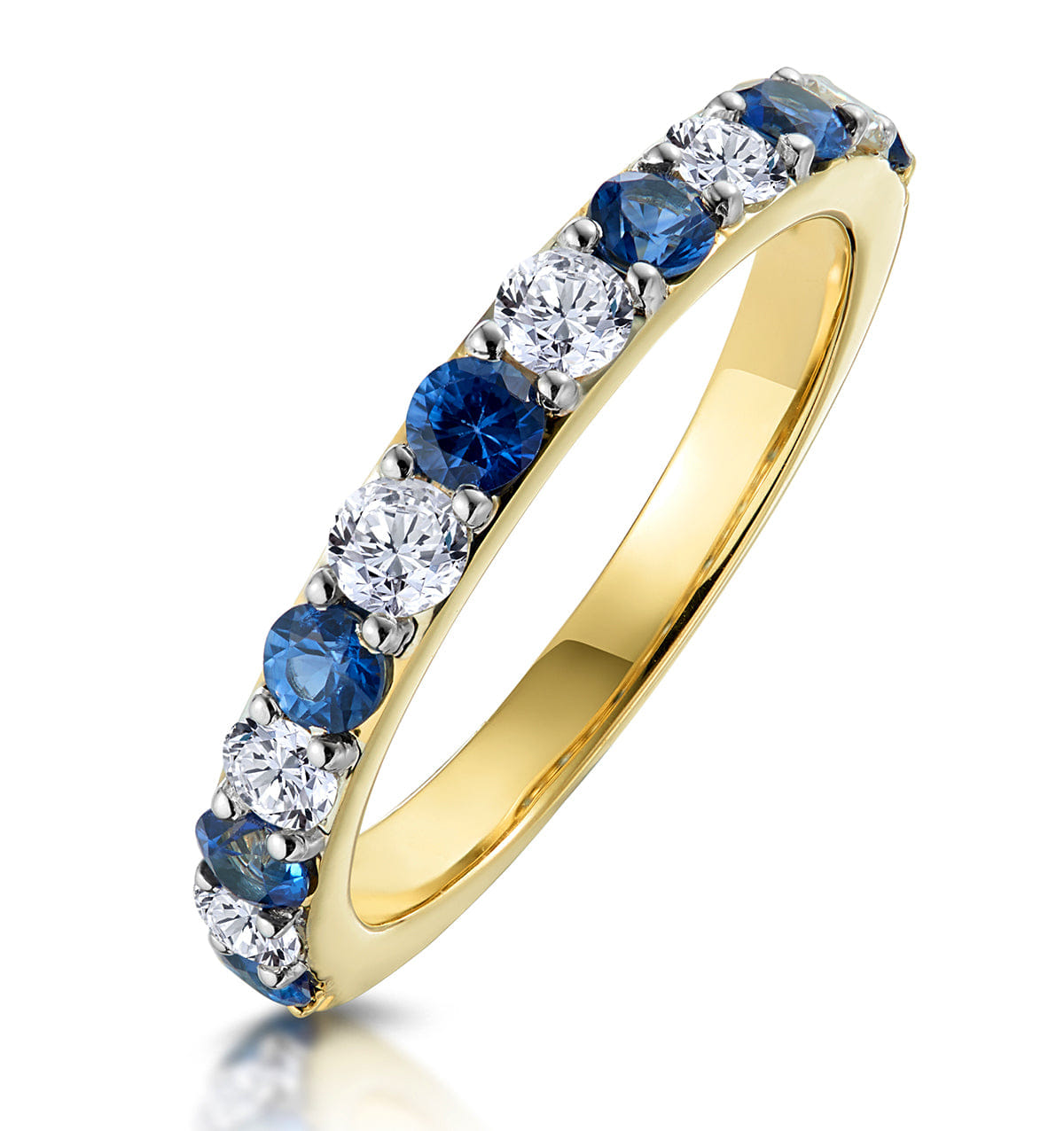 Diamond Sapphire and 0.50ct Diamond Asteria Eternity Ring in 18K Gold