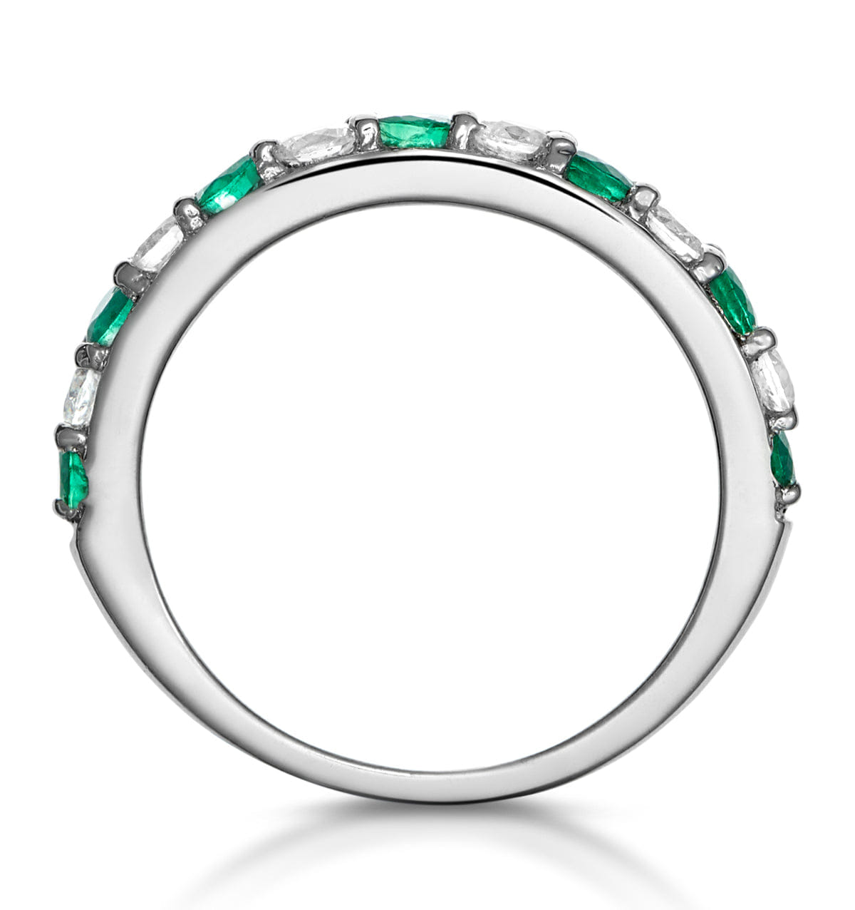 Diamond Emerald and 0.50ct Diamond Asteria Eternity Ring 18K White Gold