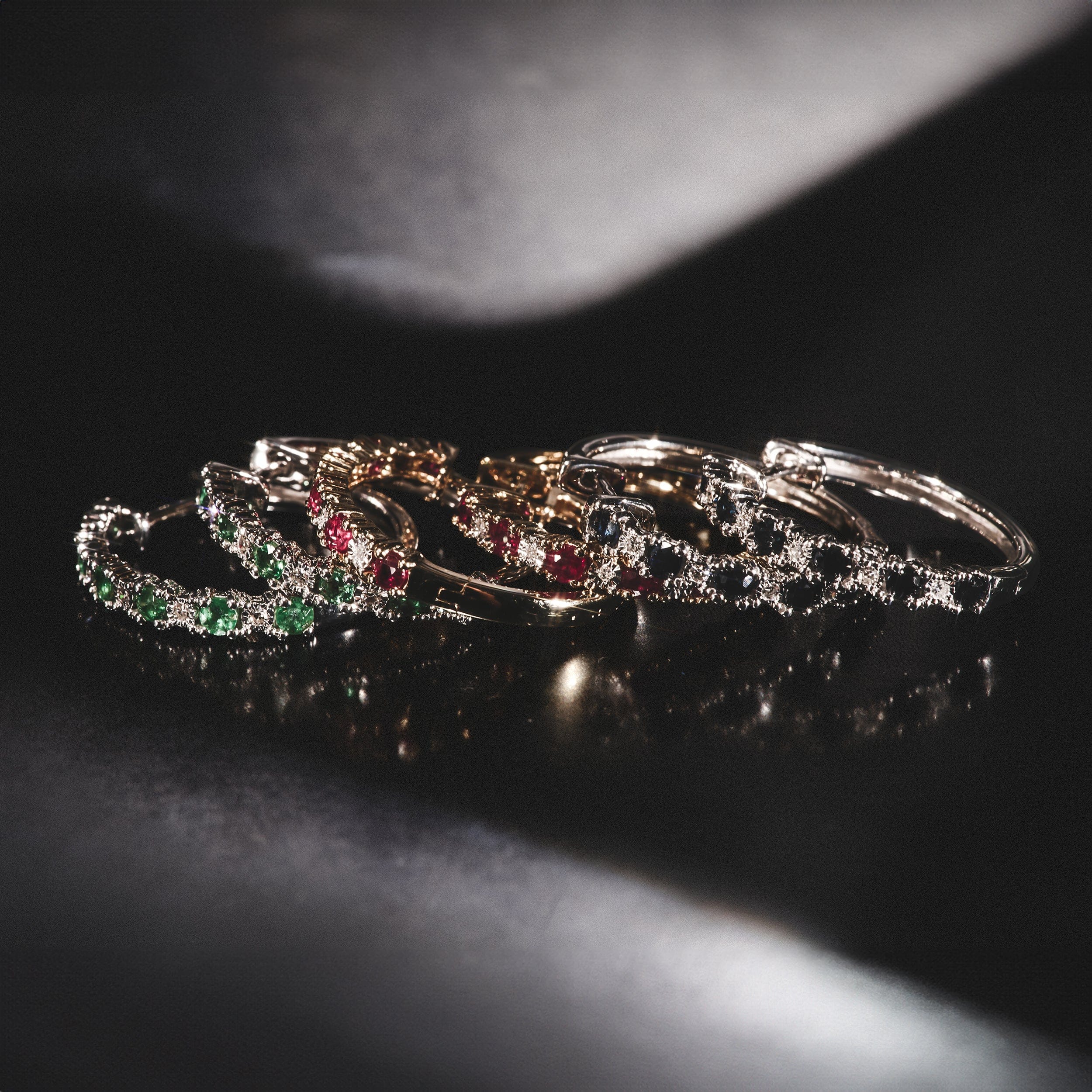 Diamond Emerald and 0.50ct Diamond Asteria Eternity Ring 18K White Gold