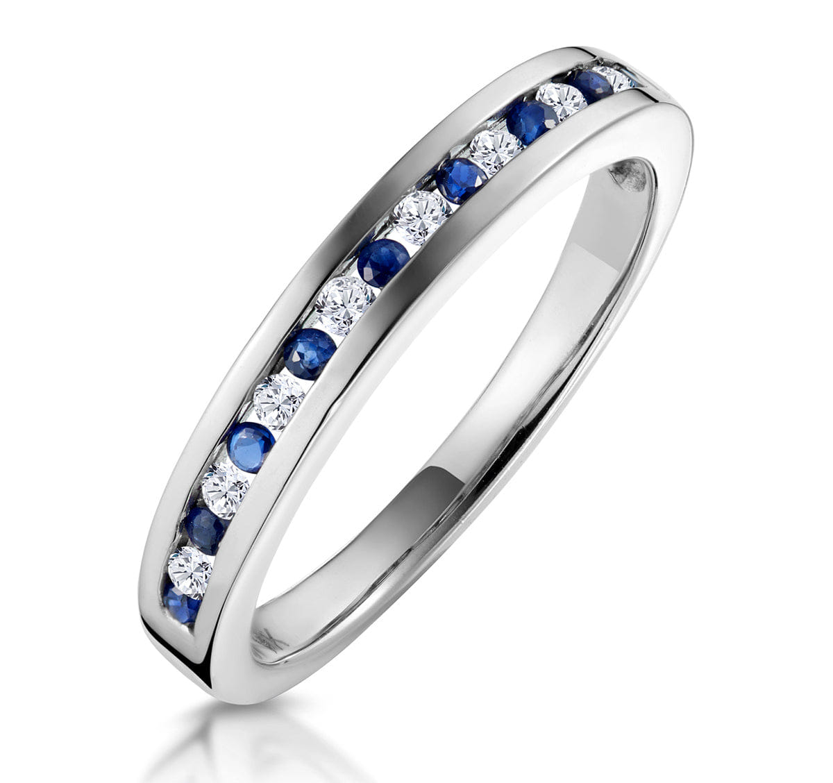 Diamond Sapphire 0.12ct And Diamond 9K White Gold Ring