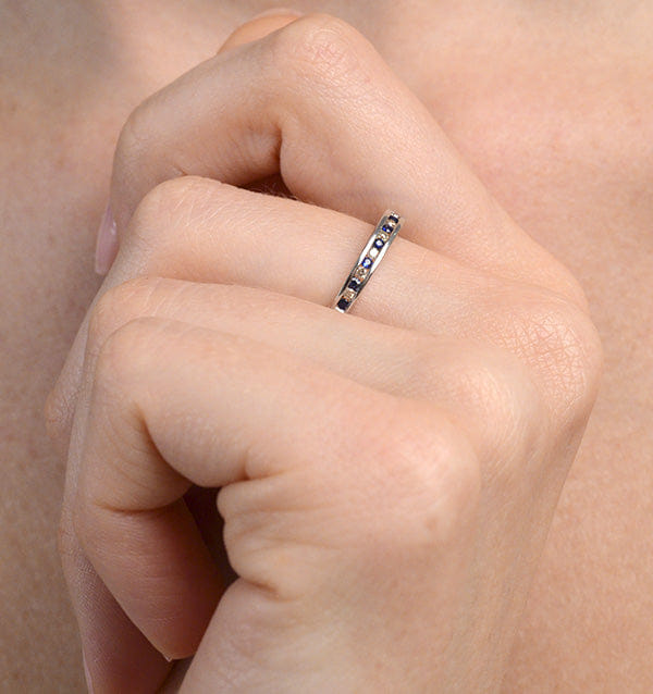Diamond Sapphire 0.12ct And Diamond 9K White Gold Ring