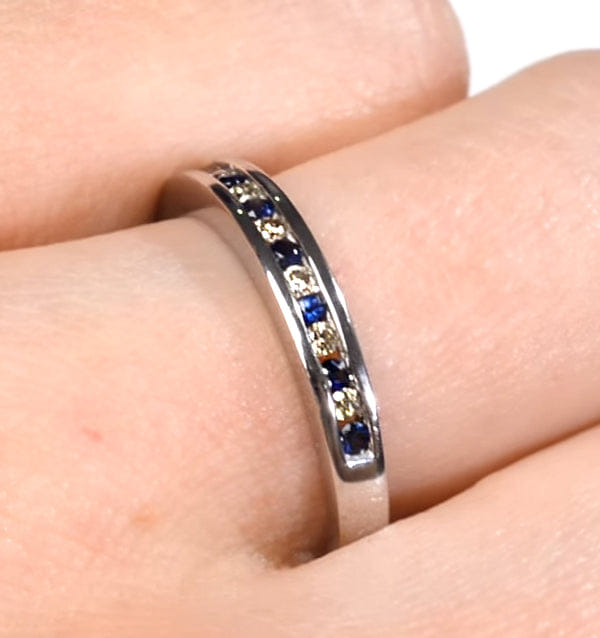 Diamond Sapphire 0.12ct And Diamond 9K White Gold Ring