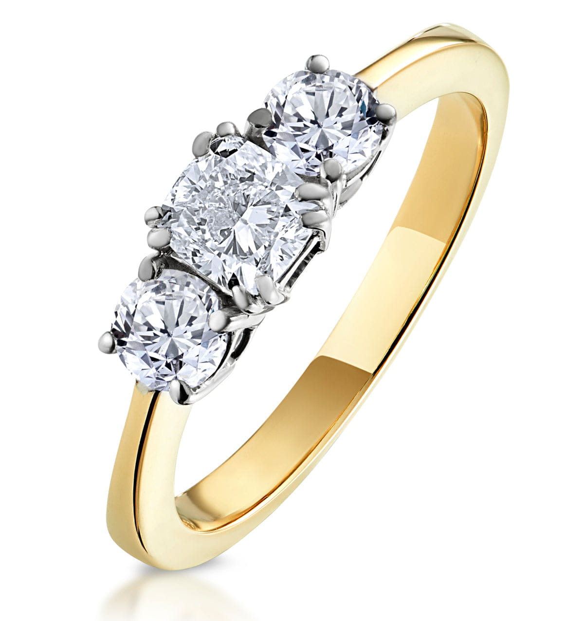 Diamond 3 Stone Meghan Lab Diamond Engagement Ring 1CT F/VS1 in 18K Gold