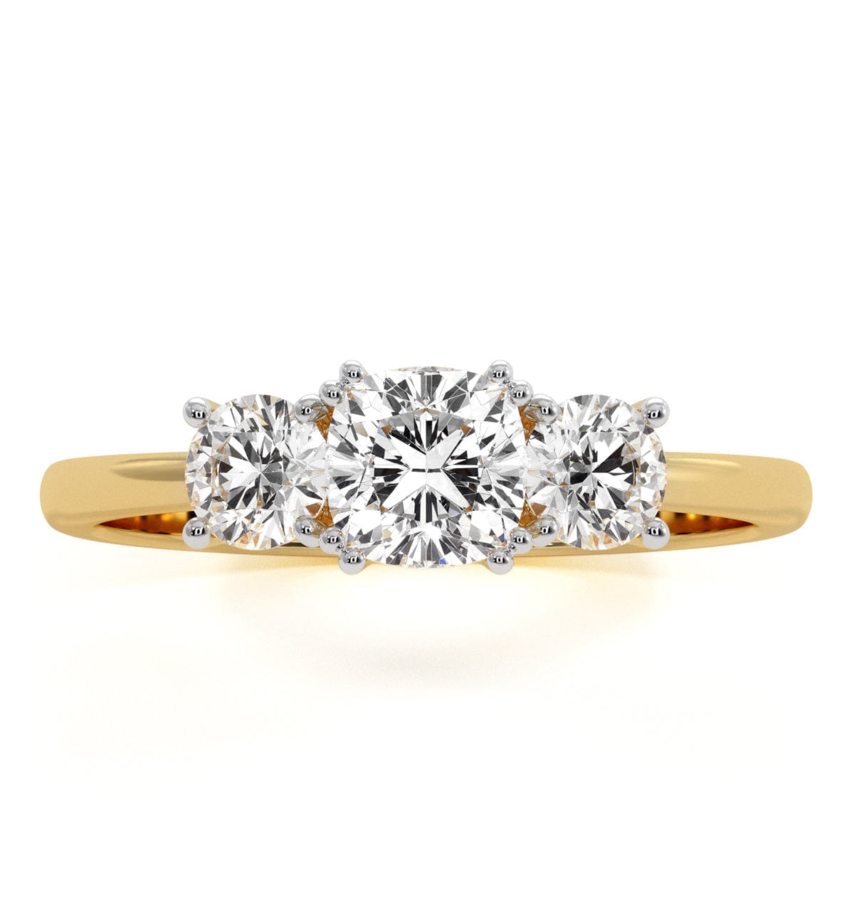 Diamond 3 Stone Meghan Lab Diamond Engagement Ring 1CT F/VS1 in 18K Gold