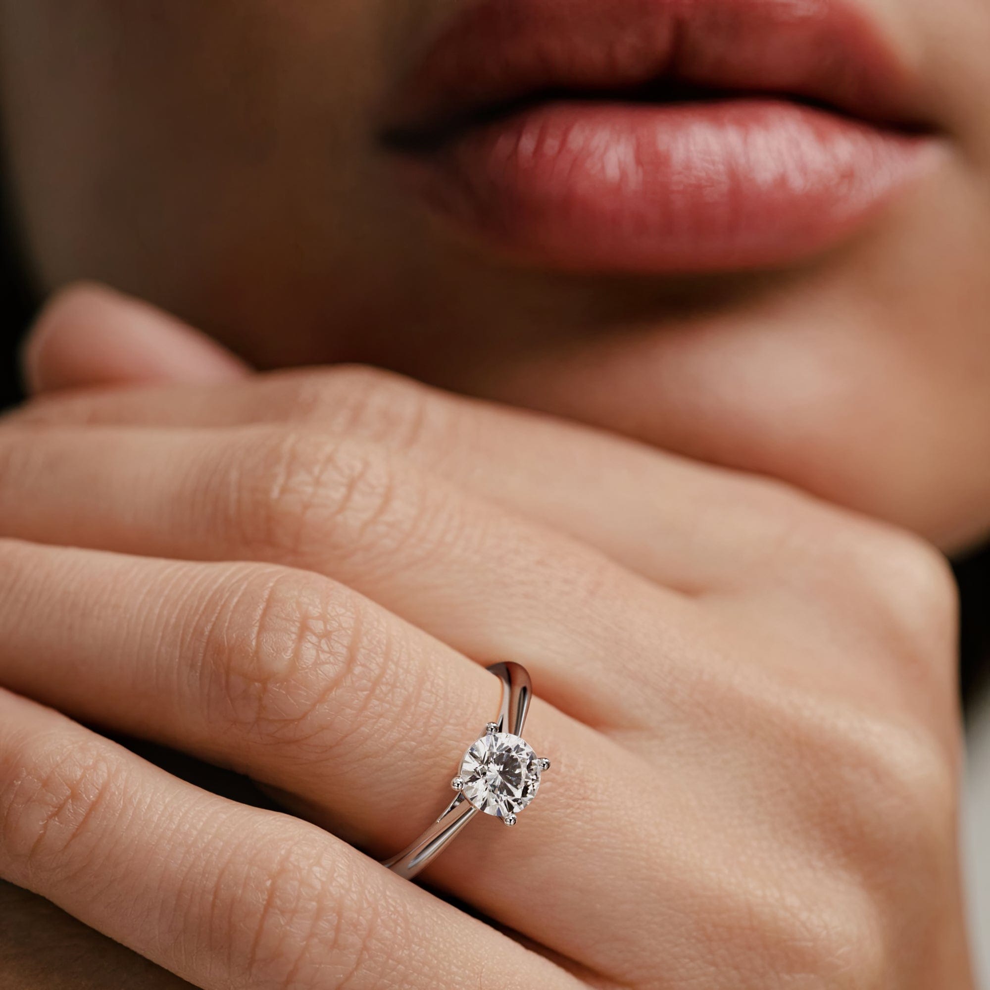 Diamond 1 Carat Diamond Engagement Ring Elysia Lab FVS1 IGI Certified Platinum