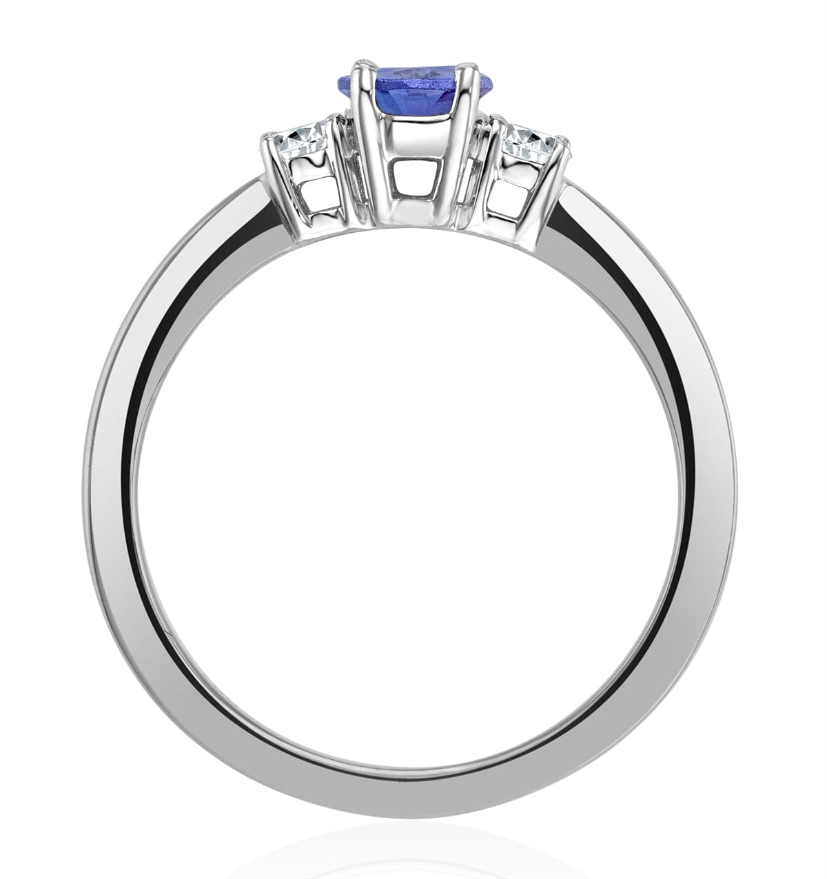 Diamond Tanzanite 7 x 5 mm And Diamond 18K White Gold Ring N4317Y