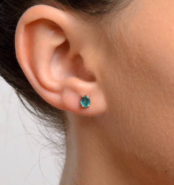 Yellow Emerald 5x4mm 0.64ct 9K Yellow Gold Earrings