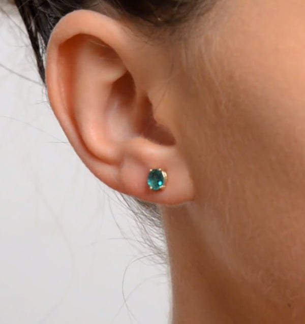 Yellow Emerald 5x4mm 0.64ct 9K Yellow Gold Earrings