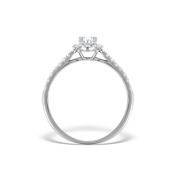 Diamond Halo Engagement Ring Ella 0.81ct VS Pear Shape Diamond 18K White Gold