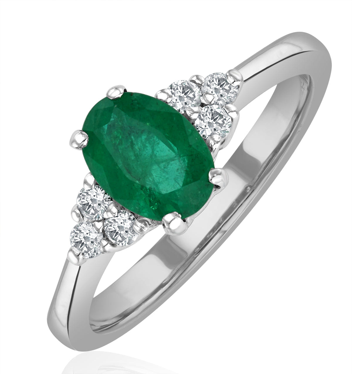 Diamond Emerald 0.75ct And Diamond 18K White Gold Ring