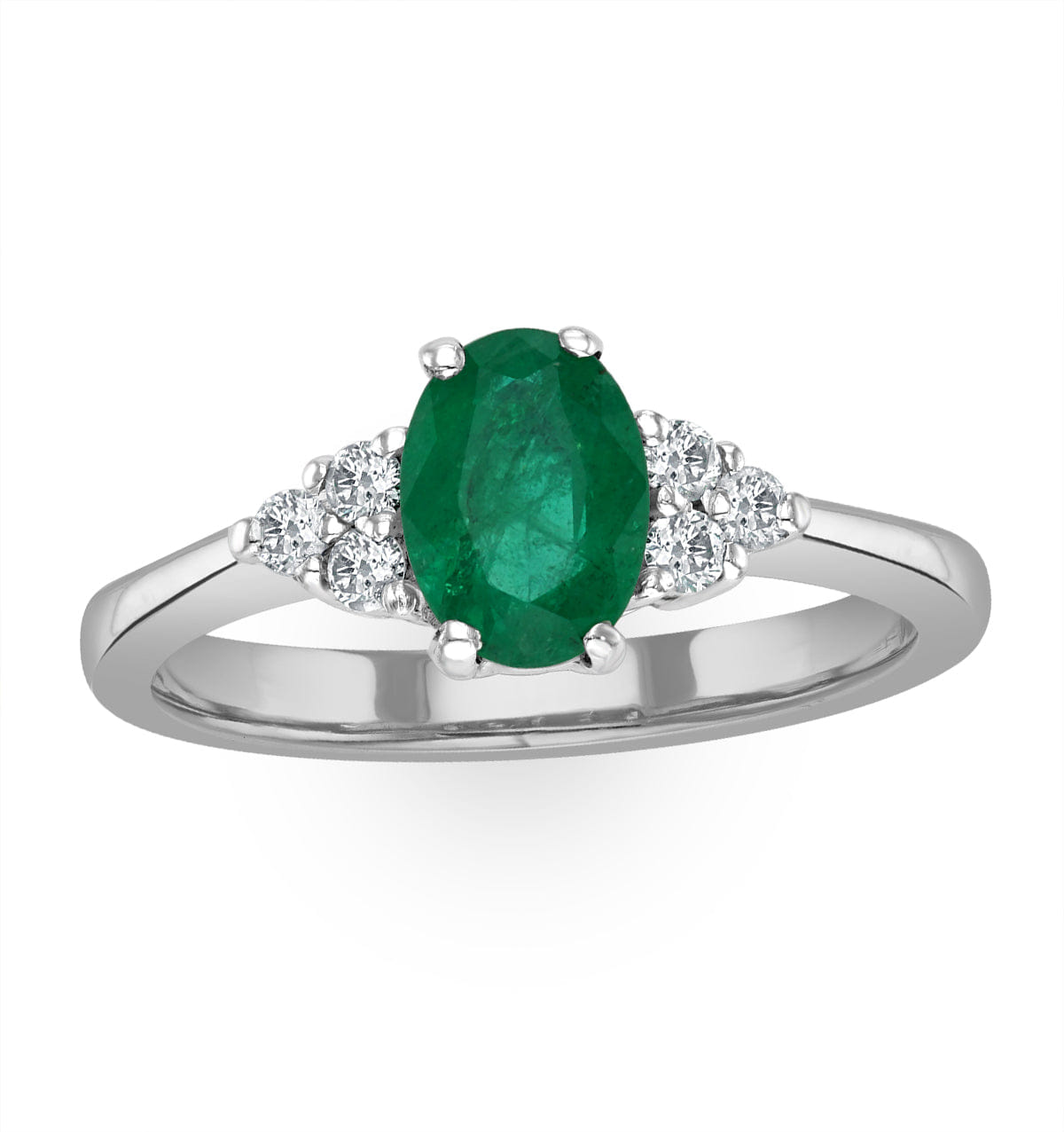 Diamond Emerald 0.75ct And Diamond 18K White Gold Ring