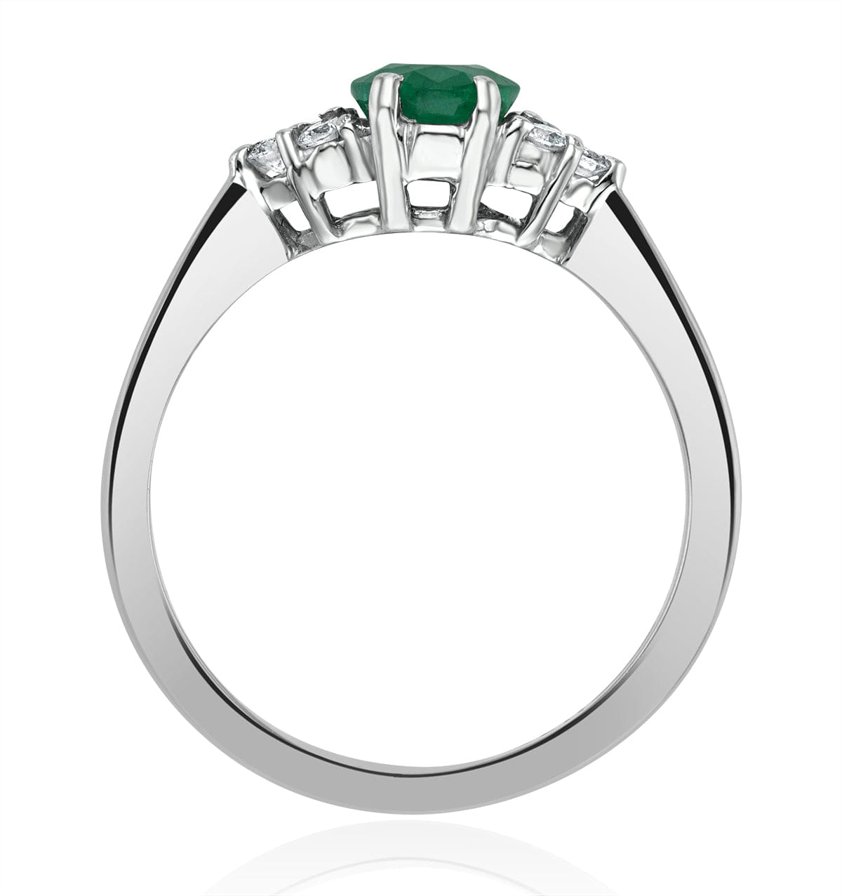 Diamond Emerald 0.75ct And Diamond 18K White Gold Ring