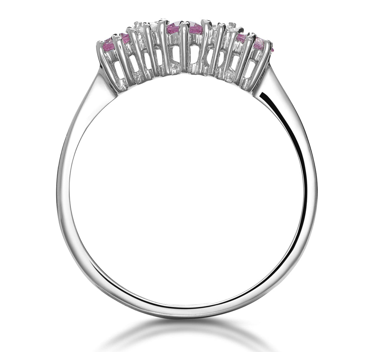 Diamond Pink Sapphire and 0.06ct Diamond Ring 9K White Gold