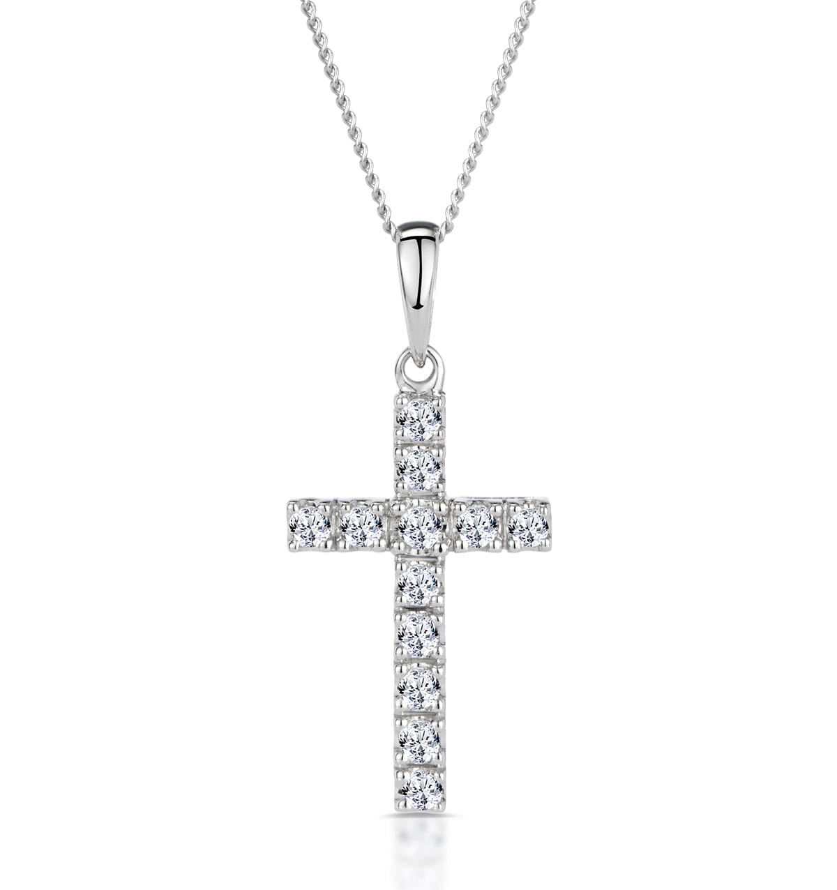 Diamond Lab Diamond Cross Necklace Pendant 0.22ct set in 925 Silver