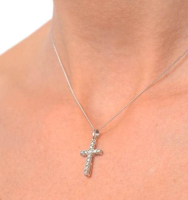 Diamond Lab Diamond Cross Necklace Pendant 0.22ct set in 925 Silver
