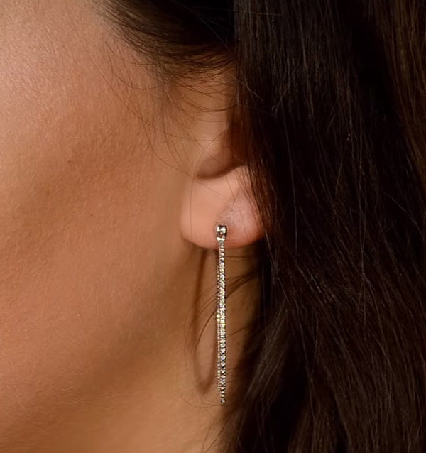 Diamond 0.25ct Lab Diamond Hoops Earrings 35 mm Set in 925 Silver