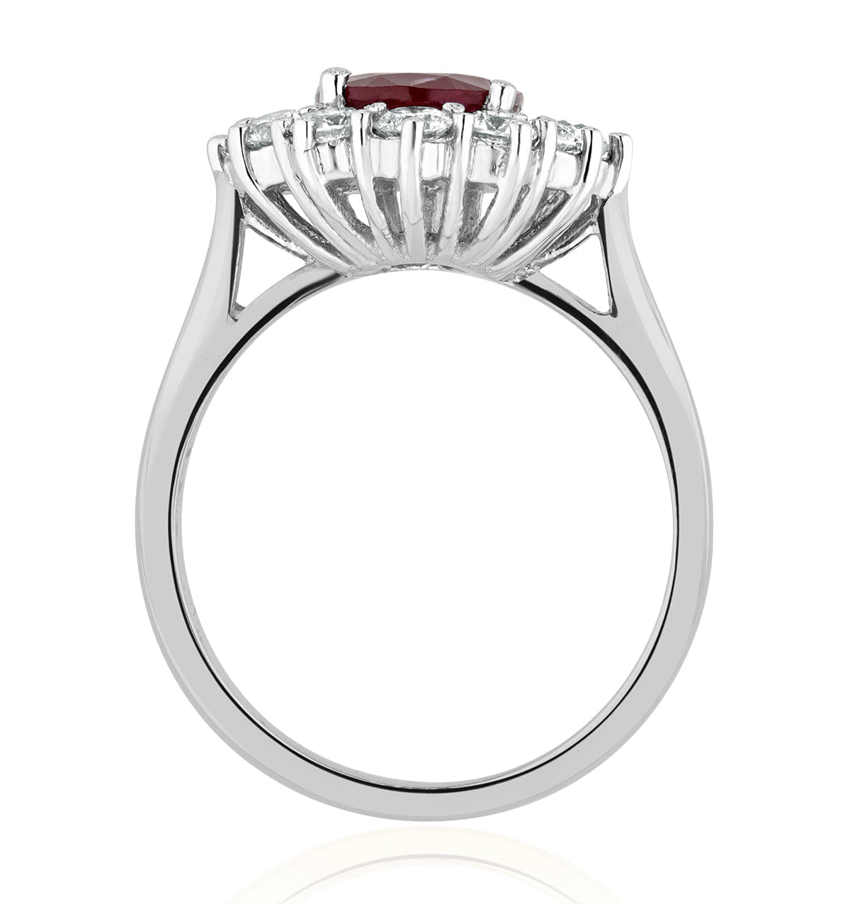 Diamond Ruby 2.40ct And Lab Diamond 1.00ct Cluster Ring Set in Platinum
