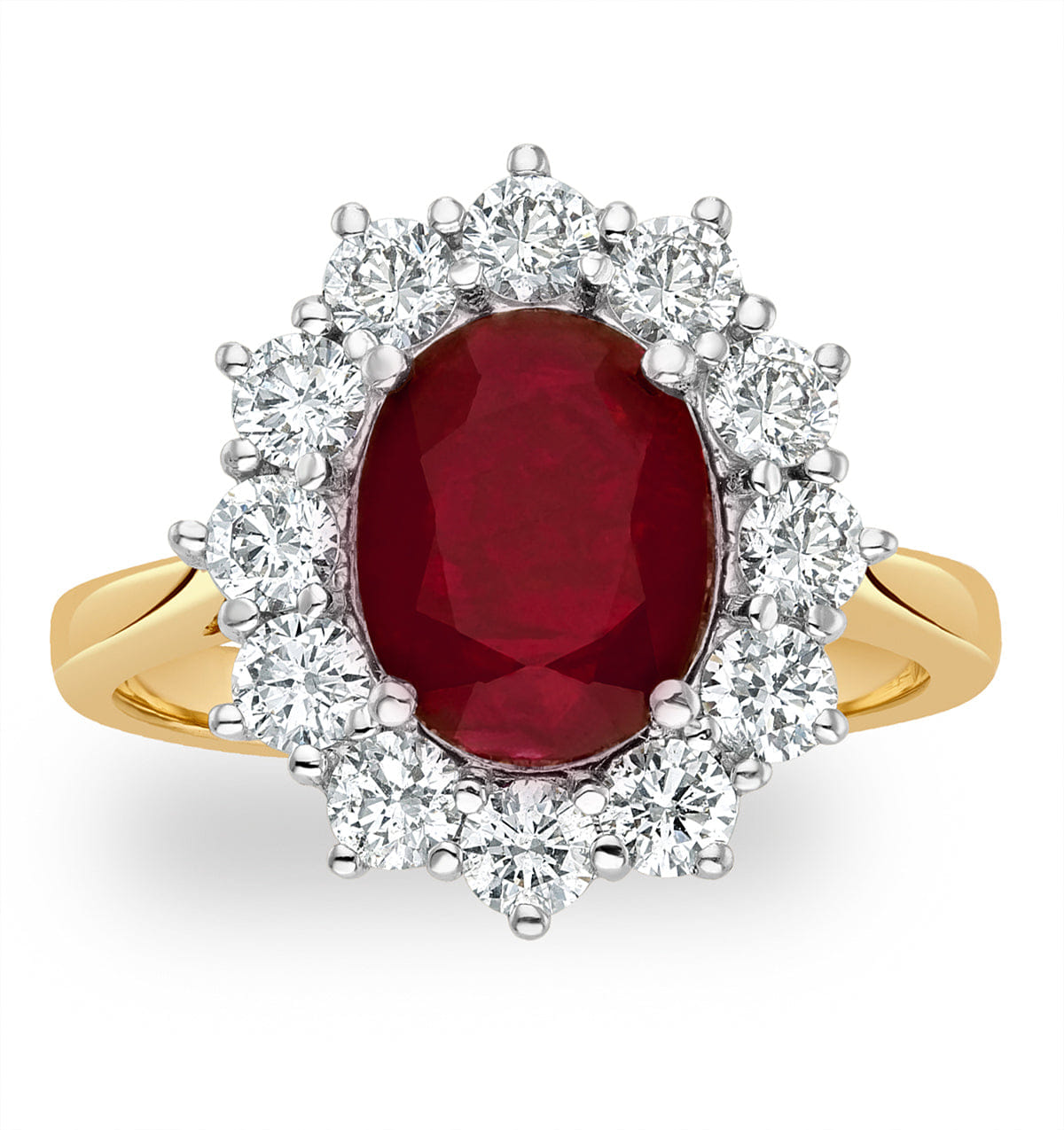 Diamond Ruby 2.40ct And Lab Diamond 1.00ct Cluster Ring in 18K Gold