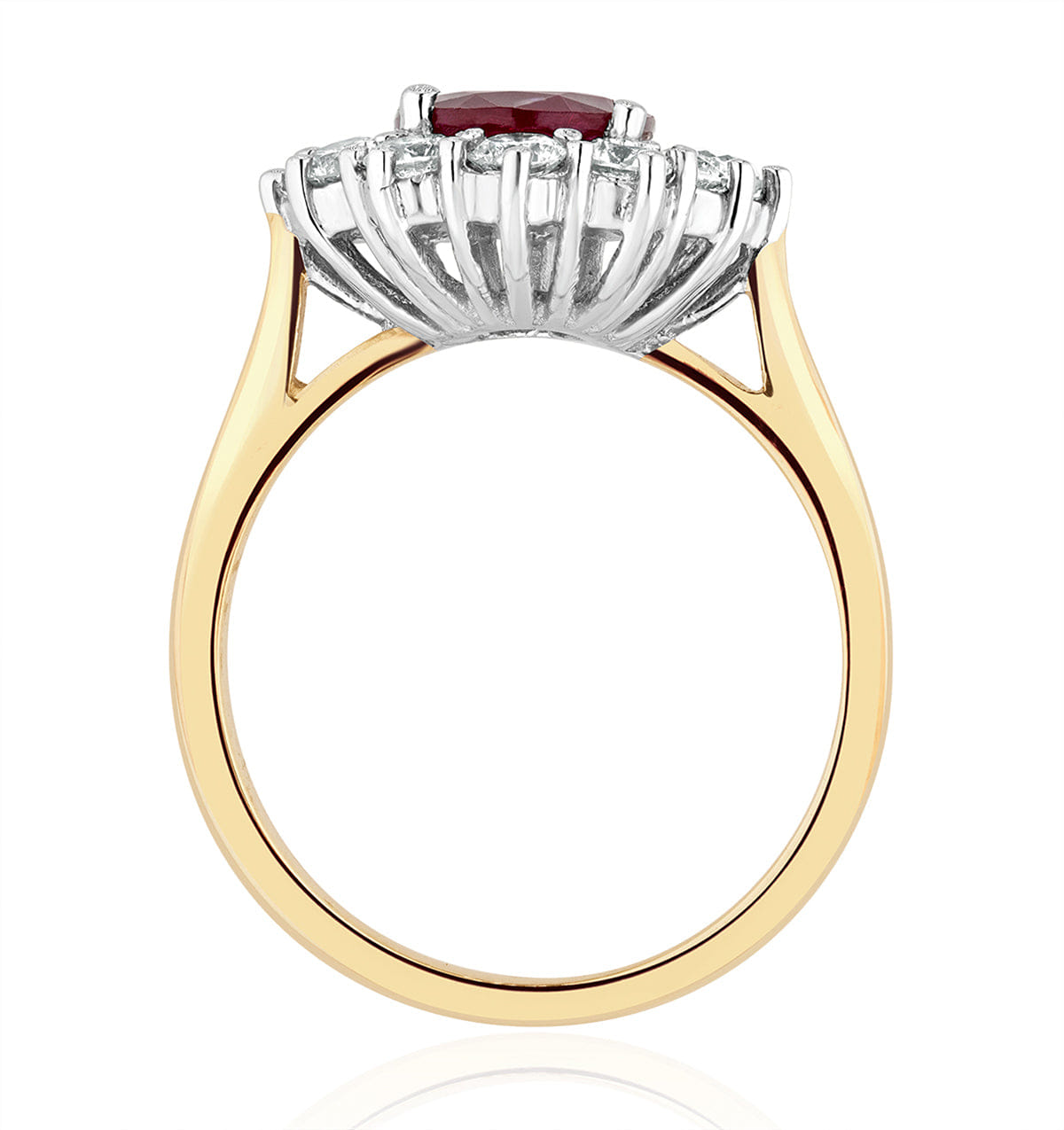 Diamond Ruby 2.40ct And Lab Diamond 1.00ct Cluster Ring in 18K Gold