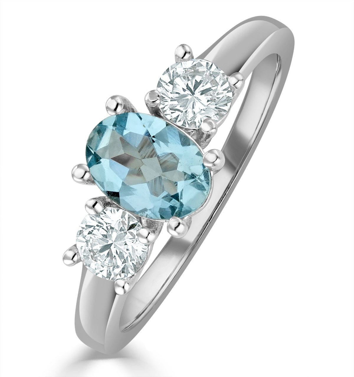 RING Aquamarine 0.70ct and Lab Diamonds G/Vs 0.50ct Platinum Ring