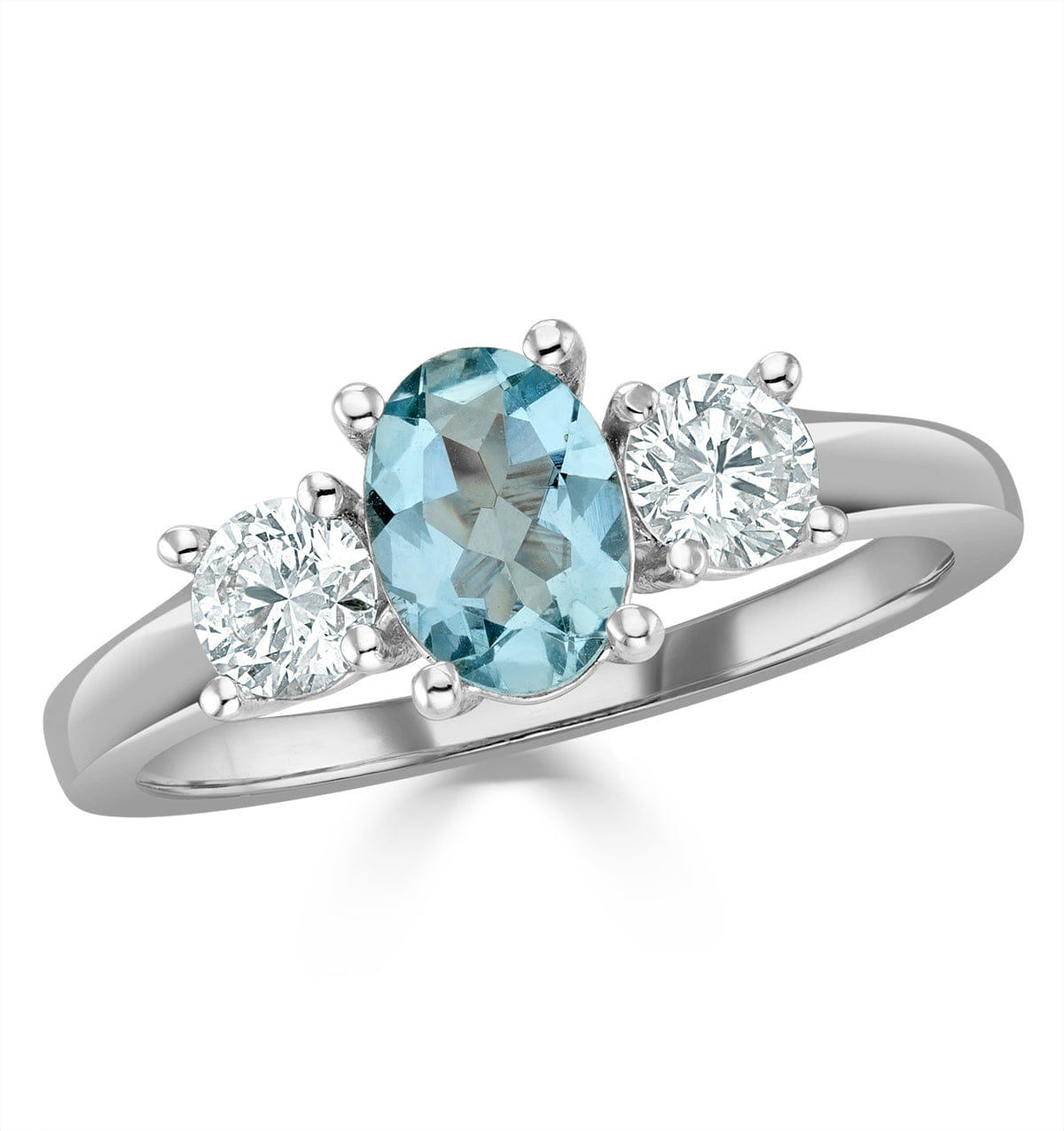 RING Aquamarine 0.70ct and Lab Diamonds G/Vs 0.50ct Platinum Ring