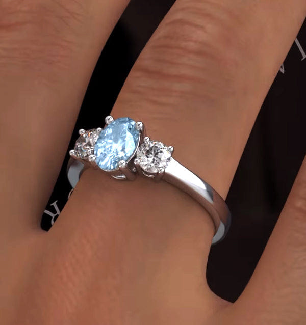 RING Aquamarine 0.70ct and Lab Diamonds G/Vs 0.50ct Platinum Ring