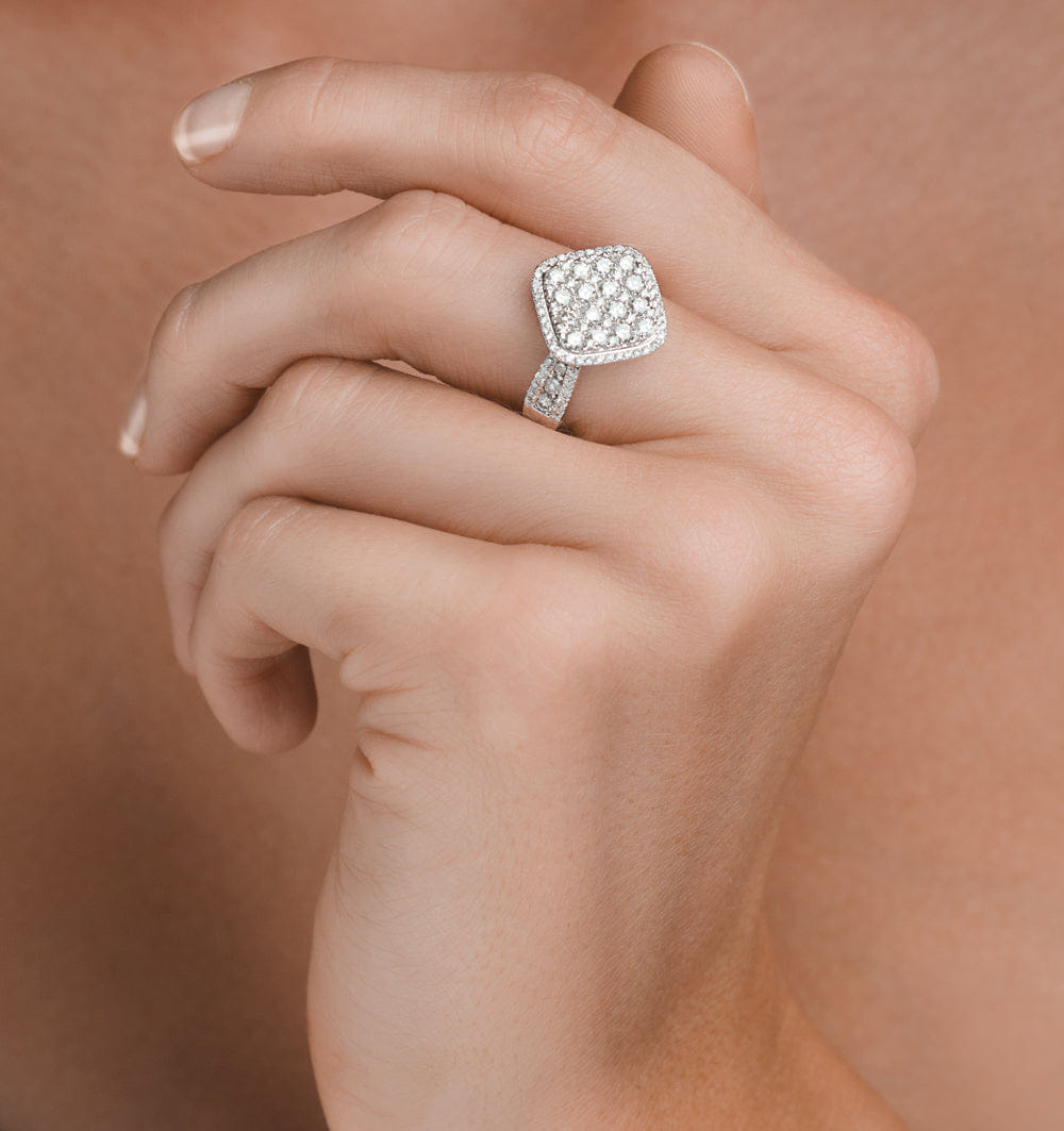 Diamond Galileo 1.75CT Side Stone Ring in 18K White Gold Ring - N4536Y