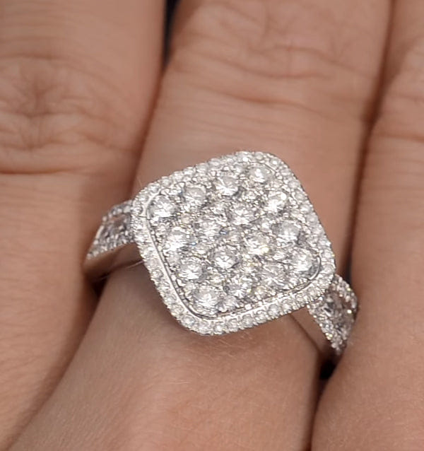 Diamond Galileo 1.75CT Side Stone Ring in 18K White Gold Ring - N4536Y