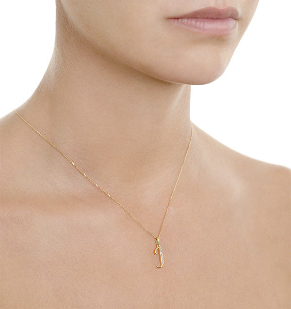 Diamond 9K Gold Diamond Initial J Necklace 0.05ct