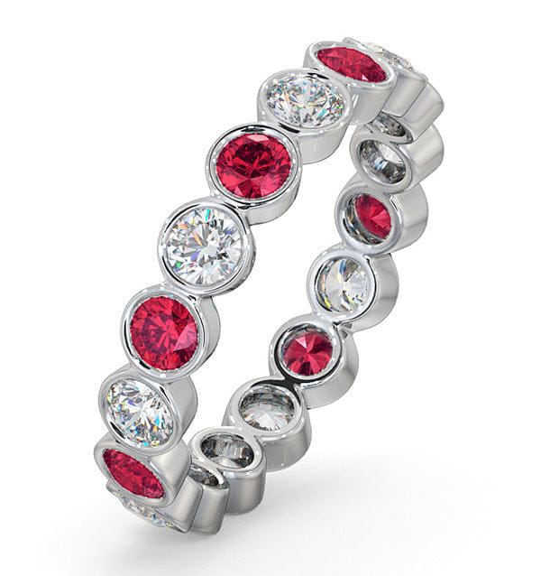 Diamond Ruby 1.50ct And G/VS Diamond 18KW Gold Eternity Ring
